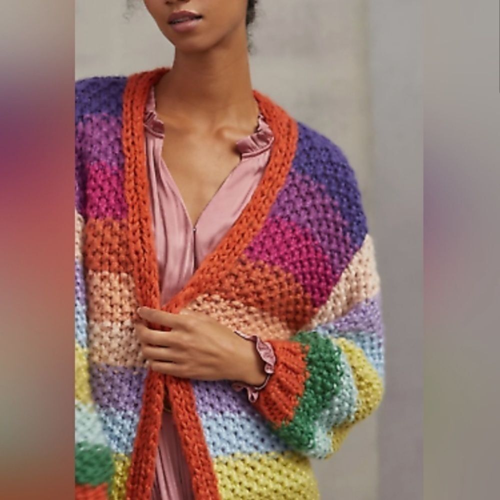 Anthropologie Rainbow Stripe Cardigan
